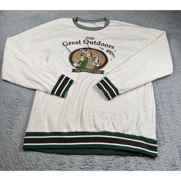 Vintage Y2K Disney Mens Large The Great Outdoors Perfect Cast Goofy Sweatshirt